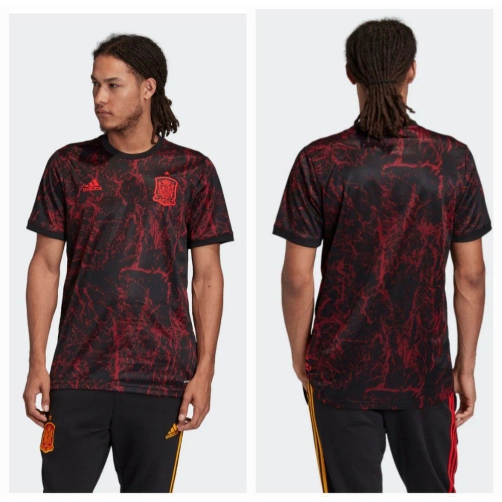 Adidas Mens Black & Burgundy Spain National Team Pre-Match Jersey Size Large